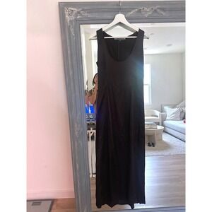 Morgane Le Fay Liliana Casabal Silk Maxi Dress Brown Scoop Neck Tank Dress 90s M